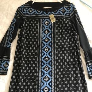 Ann Taylor Lofft, patterned black and blue dress